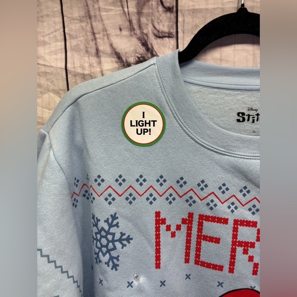 Stitch Disney Light up Christmas Crewneck Sweater XL NWT - Picture 2 of 6